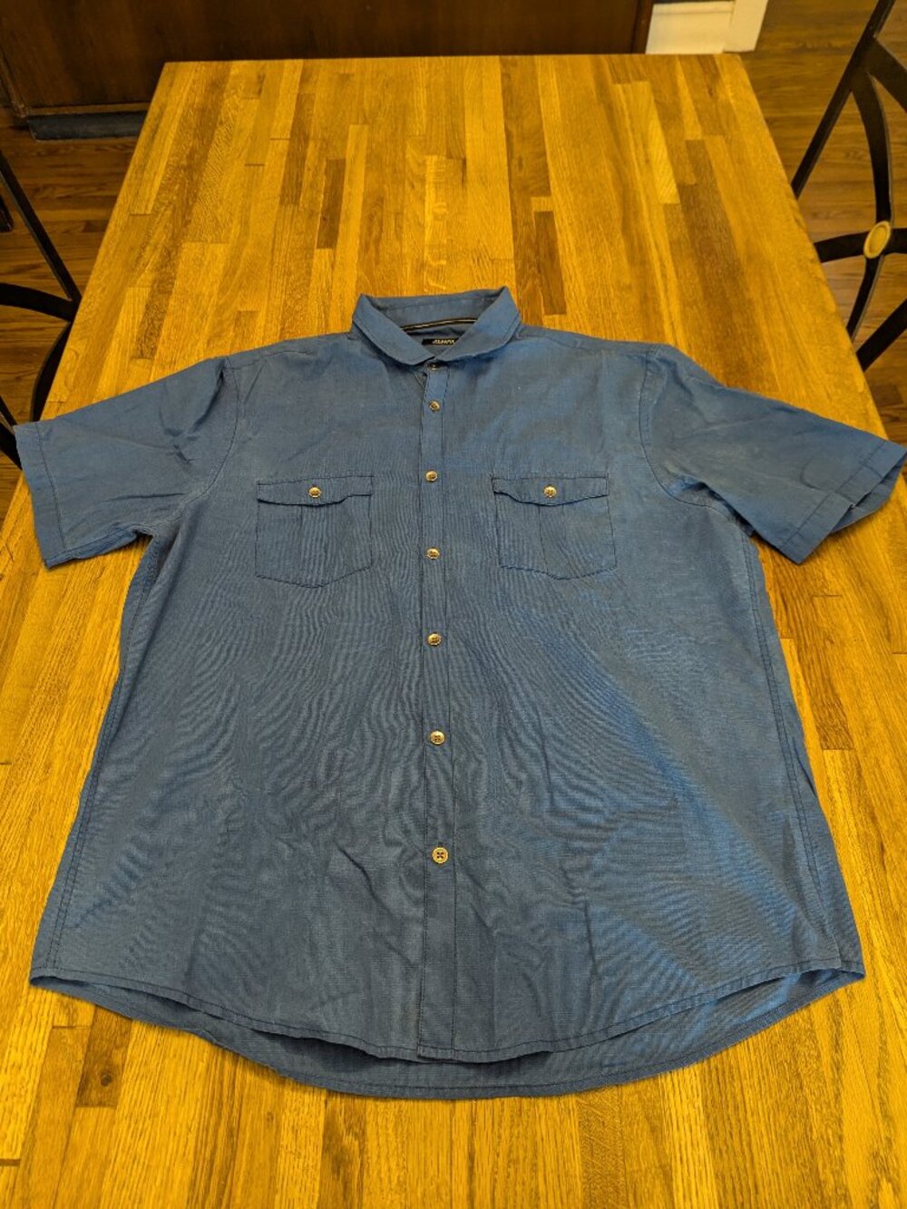 Men's XL Short Sleeved Button Up Blue Shirt Alfani Regular Fit